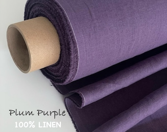 Soft washed linen fabric European flax in purple color by the yard meter Mid-weight fabric for Sewing Clothes Bedding Home decor