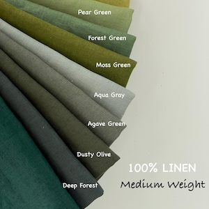 Washed 100% Linen Fabric Green Colors Soft mid-weight fabric by the yard or meter for Clothes Home Textile 57 inch Wide European Flax