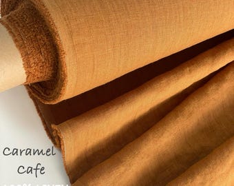 Caramel Cafe Tvättat Linne Europeiskt Lin Medeltjockt 205 GSM per meter eller metervara