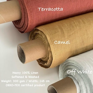 Heavyweight Linen Fabric: 300 gsm European Flax for Upholstery & Home Decor By The Yard - Meter