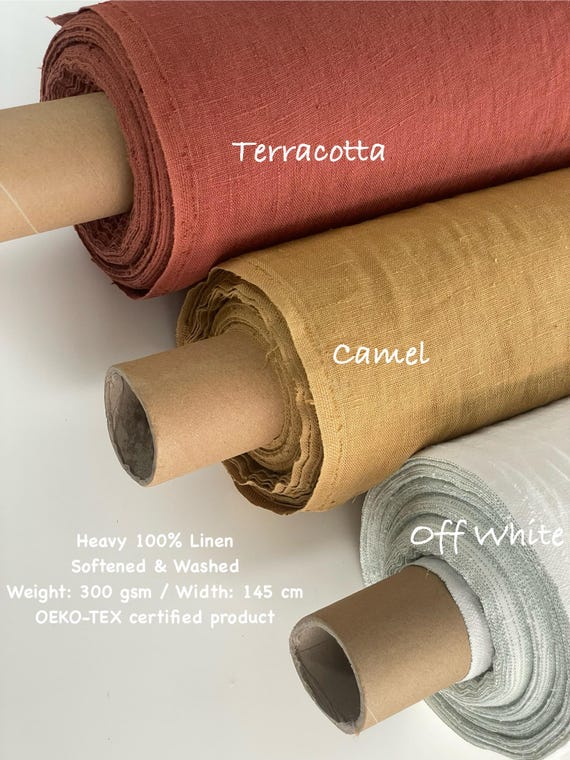 Heavyweight Linen Fabric: 300 gsm European Flax for Upholstery & Home Decor By The Yard - Meter