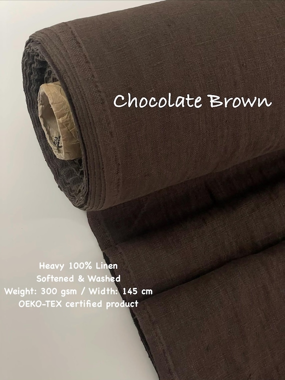 Chocolate Brown Heavyweight Linen Fabric 100% European Flax 300 GSM Durable - Elegant- Perfect for Home Textiles