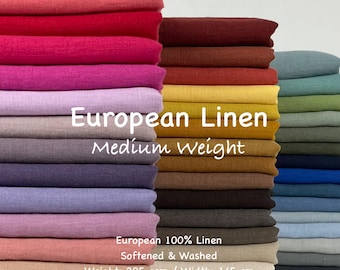 Softened European Linen Fabric Medium Weight 205 gsm Pure Linen Pre-Washed OEKO-TEX Certified for Clothing Dresses Shirts Pants by the yard