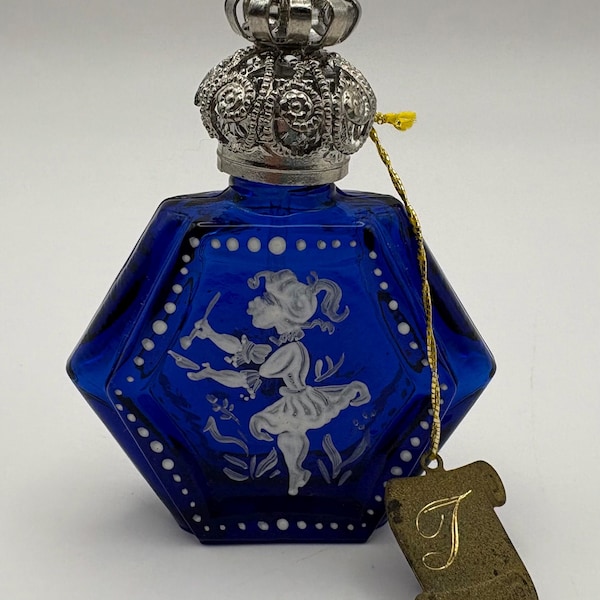 Vintage Art Deco Miniature Perfume Bottle - Czech Republic - Handpainted on Both Sides