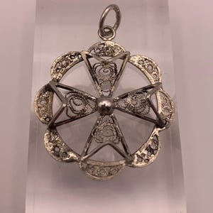 Vintage Sterling Silver Filigree Maltese Cross Pendant