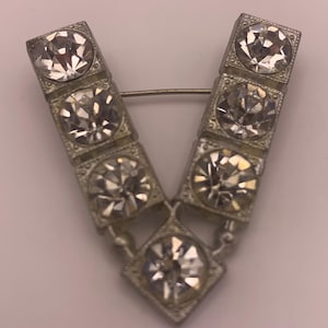 WWII Era V for Victory Rhinestone Pin