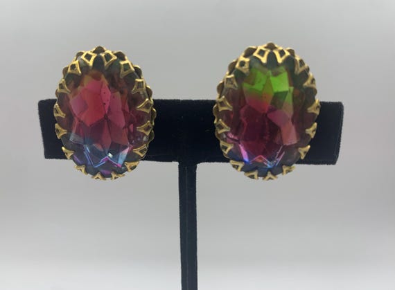 Vintage Watermelon Rivoli Earrings
