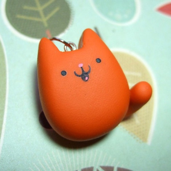 Orange Ginger Kitty Cat Necklace - READY TO SHIP - Handmade by The Happy Acorn