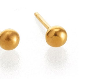 Tiny stud earring,  Ball stud earrings, dot studs, 3 mm stud earrings, piercing earrings, 0.11 x 0.11 inch, 18k gold plated