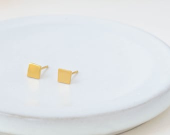 Modern Square Studs • Gold Geometric Earrings • Minimalist Stud Earrings • Gold Studs • Post Earring • Bridesmaid bridal jewelry