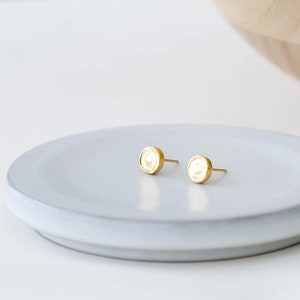 Gold earrings, women earrings, round earrings, stud earrings, spiral earrings, small earrings, tiny earrings, sleeping earrings image 3