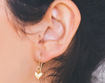 Heart Drop Earrings - 18K Gold Plated