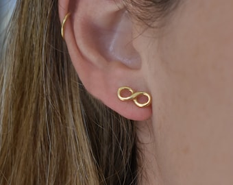 Stud Earrings - Infinity Earrings  - 18k Gold Earring - Handmade Studs