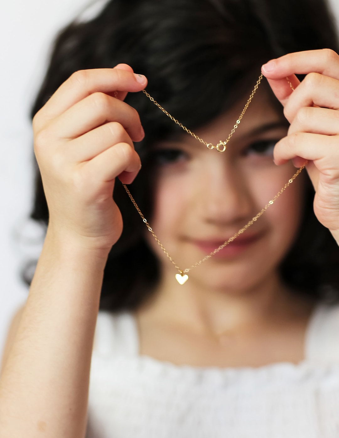 Girls Gold Heart Necklace Heart Jewelry Etsy