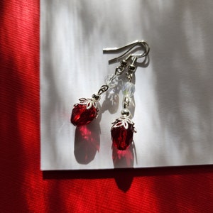 Elegant Red & Silver Earrings