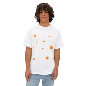 Oversized T-Shirt, Loose Fit White Splash Tee, Unisex Boxy Top, Casual Relaxed Shirt, Comfortable Graphic Blouse