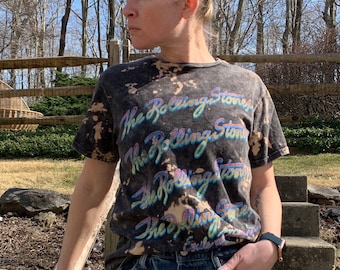 Rolling Stones Tour Shirt Bleached T-shirt Vintage Inspired Tie-Dye  • 70's Rock Band Tee Bleached Tee • Bleach Rocker Band Tee