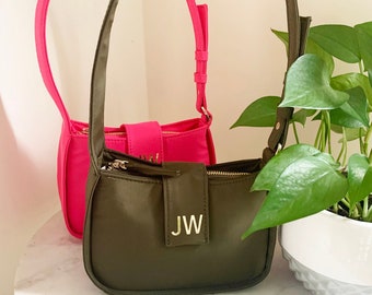 Nylon Shoulder Zipper Bag Purse w/ Monogram Initials Personalize Holiday Gift Christmas Gifts