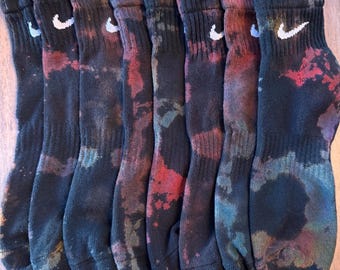 Custom Athletic Tie-Dyed Reverse Bleach Colorful Colorful Tie-Dyed Socks • Tie Dye Socks Set• Multicolored Dyed Socks • Athletic Sport Brand