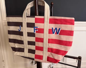 Monogram Canvas Tote Bag Duck Canvas Tote Personalized Large Tote Oversized Weekend Bag Inspired by Alex Mills Monogram Tote