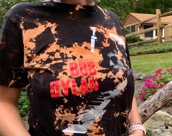 Bob Dylan Tie-Dye Vintage Inspired Shirt Bleached T-shirt • 70's Rock Band Tee Bleached • Bleach Rocker Band Tee • 60’s Rock • Folk Rock Tee