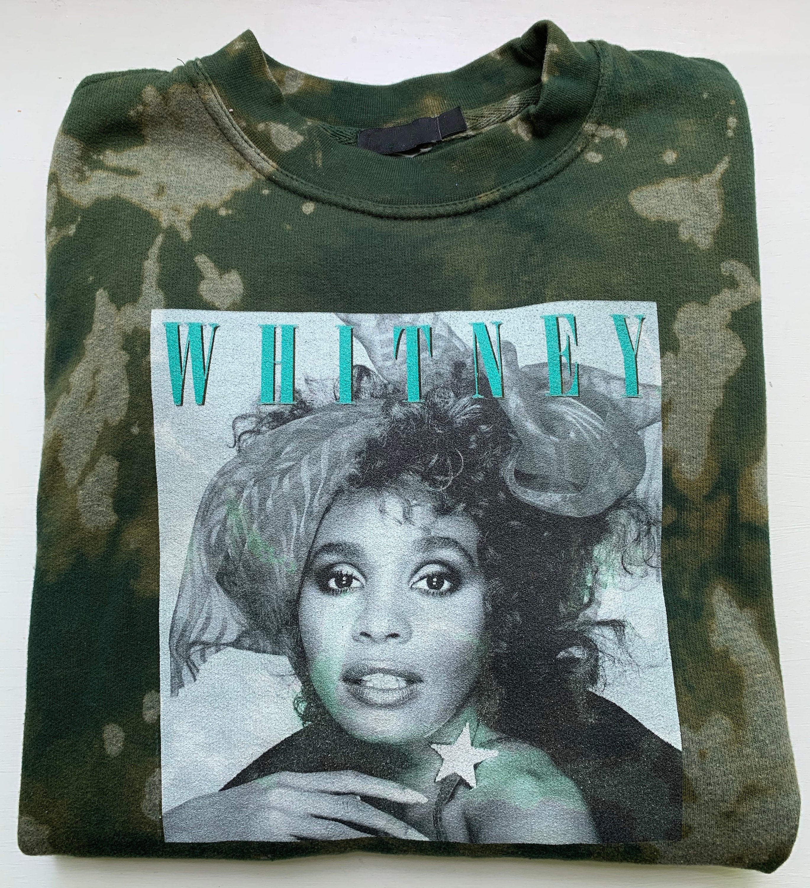 Whitney Houston Tie-dye Vintage Inspired Sweatshirt Bleached