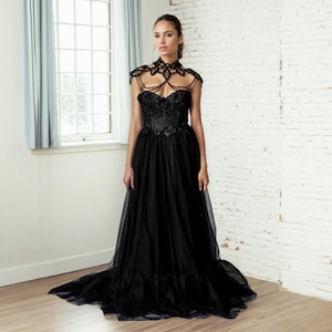 Gothic wedding,Dark Fairy Prom dress,Ball gown,gothic prom dress,black wedding dress,corset ball gown,prom dress fairy