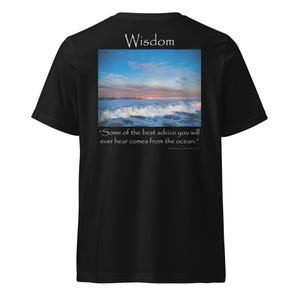 Wisdom Morning Wave: Unisex Short Sleeve V-Neck T-Shirt (back only)
