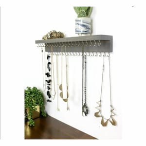 Gray Jewelry Hanger, Hanging Jewelry Organizer, Necklace Organizer, Earring Holder, Jewelry Organizer, Necklace Holder, Ring Holder,