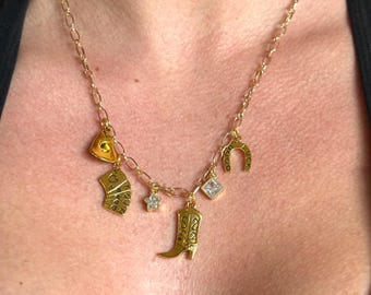 Gold Plated Western Necklace, Cowgirl Necklace, Western Necklace, Country Girl Necklace, Gifts for her, Christmas Gift, Jewelry Gift