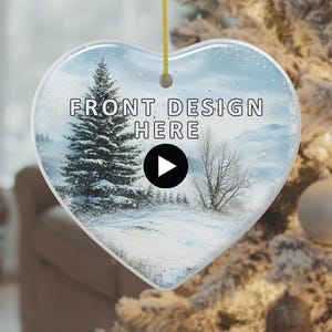 Heart Ornament Mockup Video, Heart Ornament Mockup, Ornament Mockup PSD, Ceramic Ornament Mockup, Rotating Heart Ornament