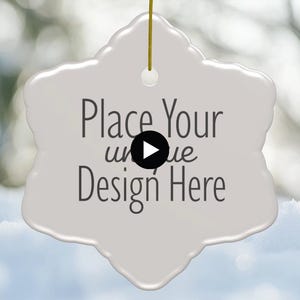 Snowflake Ornament Mockup Video, Snowflake Ornament Mockup, Ornament Mockup PSD, Ceramic Ornament Mockup, Rotating Snowflake Ornament