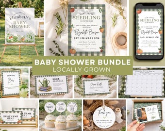 Personalisierbares Babyparty Set: Einladungen, Spiele & Dekor - Bearbeitbar in Canva, Lokal gewachsener Stil