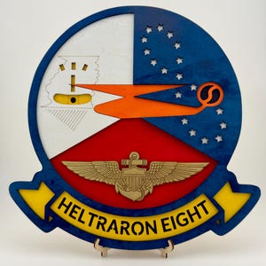 HT-8 Eightballers, U.S. Navy Advanced Helicopter Training Squadron Eight, Squadron Logo 11.5” Plaque, USMC, USCG