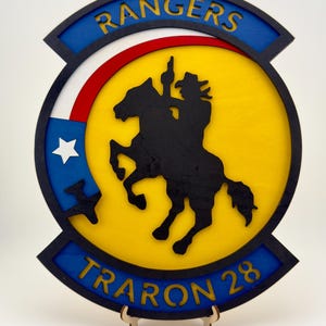 VT-28 Rangers, U.S. Navy Primary Flight Training Squadron Two-Eight, Training Wing 4, Squadron Logo 11.5” Plaque, USMC, USCG