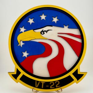 VT-22 Golden Eagles, U.S Navy Advanced Strike Flight Training Squadron Two-Two, Squadron Logo 11.5” Plaque, USMC, USCG