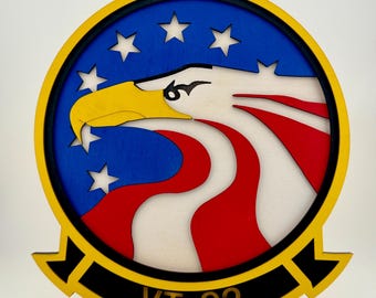 VT-22 Golden Eagles, U.S Navy Advanced Strike Flight Training Squadron Two-Two, Squadron Logo 11.5” Plaque, USMC, USCG