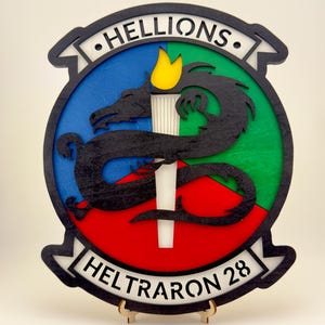 HT-28 Hellions, U.S. Navy Helicopter Advanced Helicopter Training Squadron Two-Eight, Squadron Logo 11.5”  Plaque, USMC, USCG