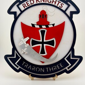 VT-3 Red Knights, U.S Navy Primary Flight Training Squadron Three, Squadron Logo 11.5” Plaque, USMC, USCG