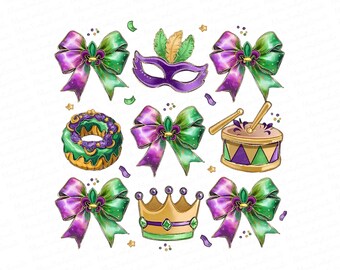 Mardi Gras Coquette PNG, Mardi Gras Png, Fleur De Lis png, Mardi Beads Louisiana Festival Shirt Design, King Cake png, Fat Tuesday png