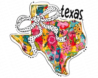 Floral Coquette Texas Png, State Png, Texas Brushstroke Png, Girly State Shirt Design, Texas Coquette Bow, Trendy Texas png, Preppy Texas