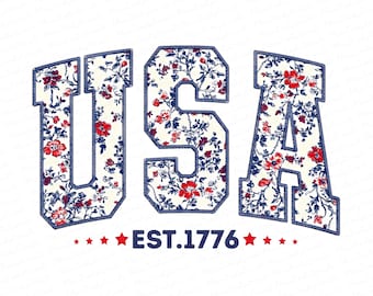 Floral USA Png, Retro America Png, 4th Of July PNG, 4th Of July Sublimation Design, America Coquette Png, Patriotic Png, Girly png
