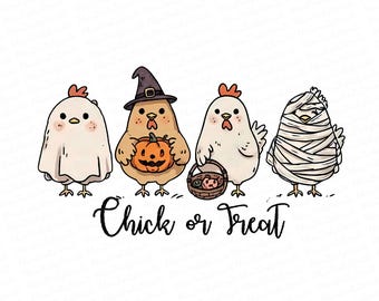 Chick Or Treat Png, Halloween Png, Halloween Chicken Png, Ghost Chicken Png, Funny Chicken Png, Fall Png, Spooky Season PNG, Funny Halloween