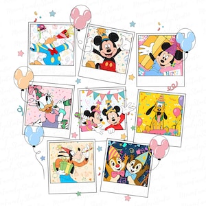 Disney Mickey and Friends Birthday Balloon Png, Disneyland Birthday Party Balloon Png, Disney Family Matching Birthday Png