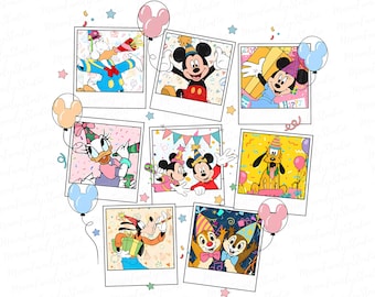 Globo de cumpleaños de Disney Mickey y sus amigos Png, Globo de fiesta de cumpleaños de Disneyland Png, Cumpleaños de familia Disney a juego Png
