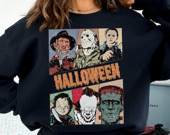 PNG retrò di Halloween, design di sublimazione horror di Halloween, PNG con atmosfere spettrali, PNG con film spaventoso, grafica di Halloween alla moda per magliette, PNG retrò