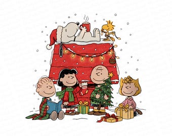 Christmas Cartoon Dog and Friend Png, Cute Dog Png, Christmas Cartoon Dog Png, Holiday Season Png