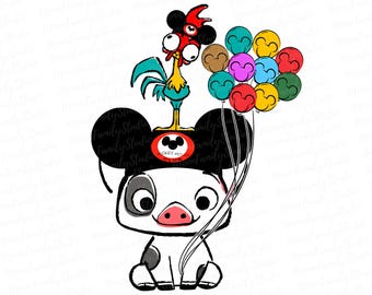 Retro Moana Hei Hei and Pua Design for Shirt,- Tote Bag Mug , Tumbler, Moana Svg, Disney Svg, Moana Png, Disney Png, Digital File