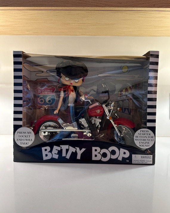 Vintage Talking Betty Boop Figurine on Motorcycle - Route 66