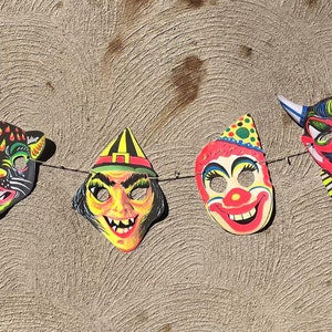 Halloween garland of vintage masks